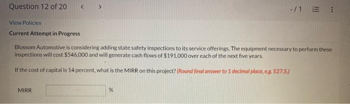  Current Attempt in Progress Blossom Automotive is considering adding state safety