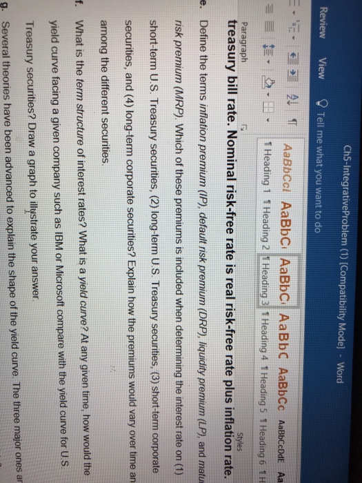  Ch5-IntegrativeProblem (1) (Compatibility Mode] -Word Review View ? Tell me what