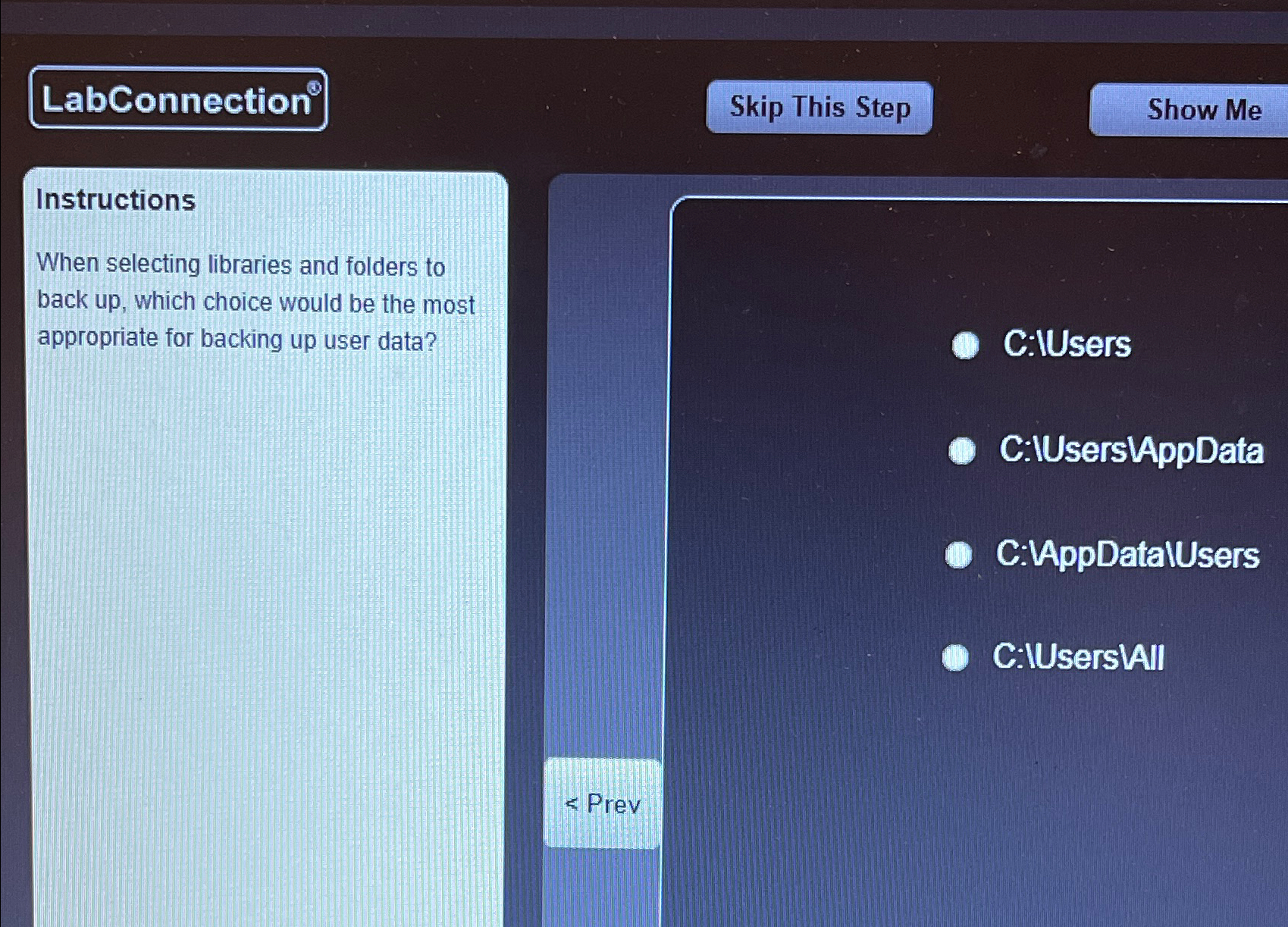  LabConnection Skip This Step Show Me Instructions When selecting libraries and