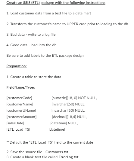 "Default the "ETL_Load_TS" field to the current date 2. Save the
