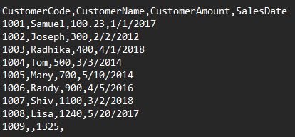 source file - Customers.txt 3. Create a blank text file called ErrorLog.txt