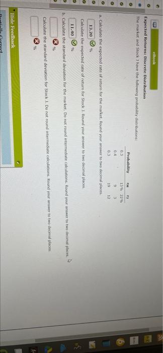 Solve part B please elbook M Expected Returns: Discrete Distribution The market