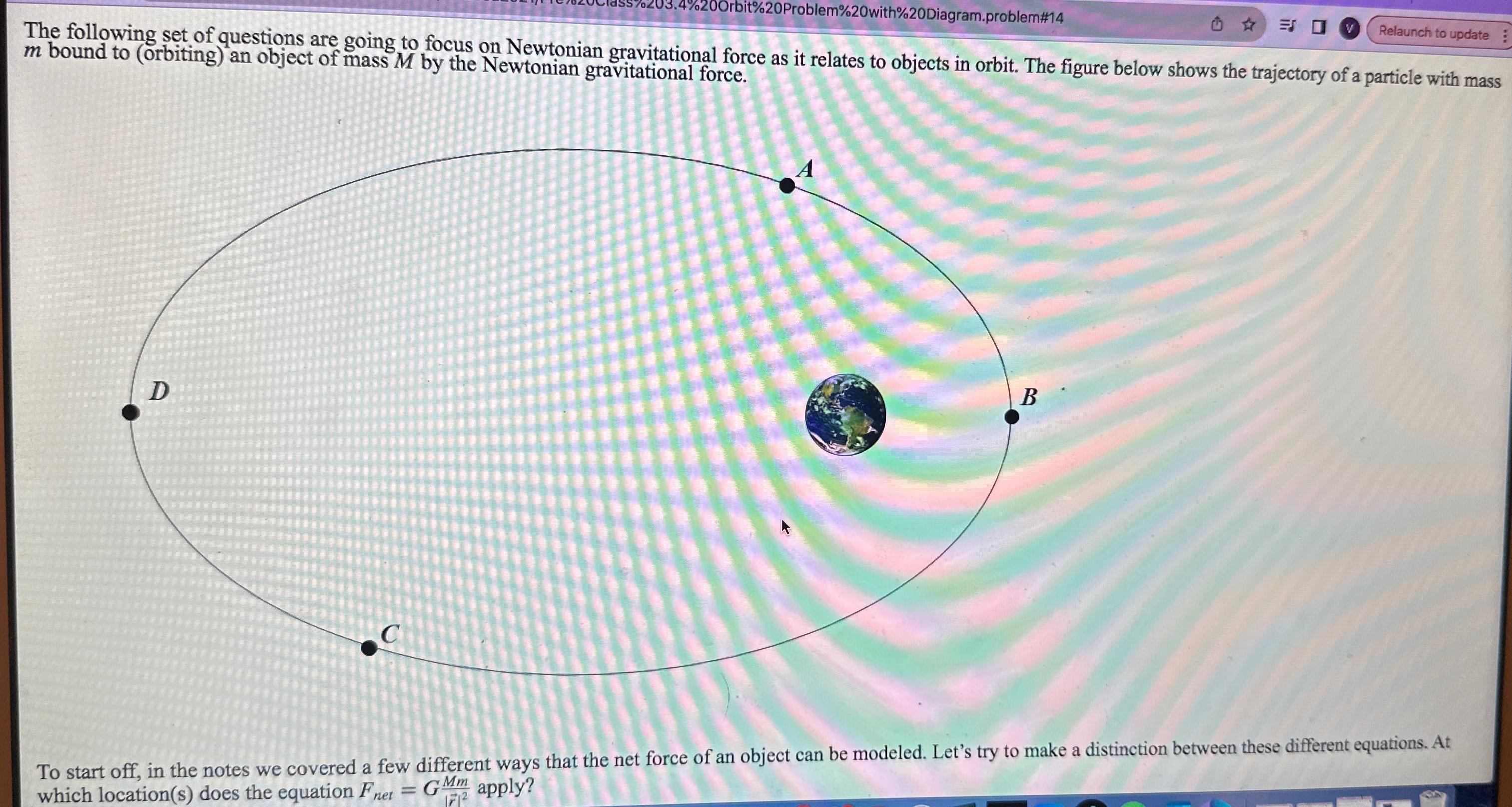  At which location(s) does the equation Fnet=m|(vec(v))|2|(vec(r))| apply? Select all that