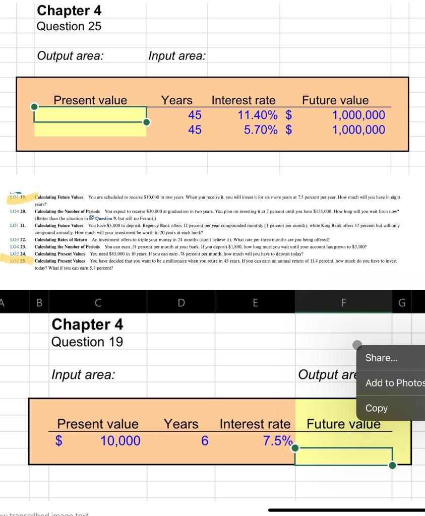 Need explanation/solution as if you are not using excel. Chapter 4 Question