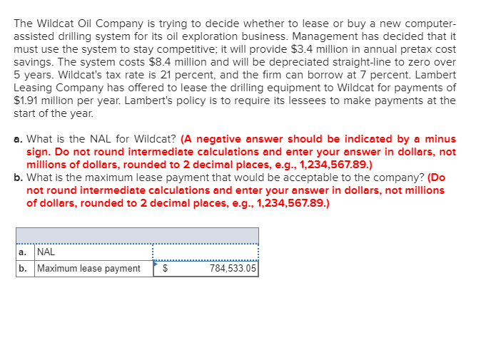  The maximum lease payment is correct but I couldnt find the