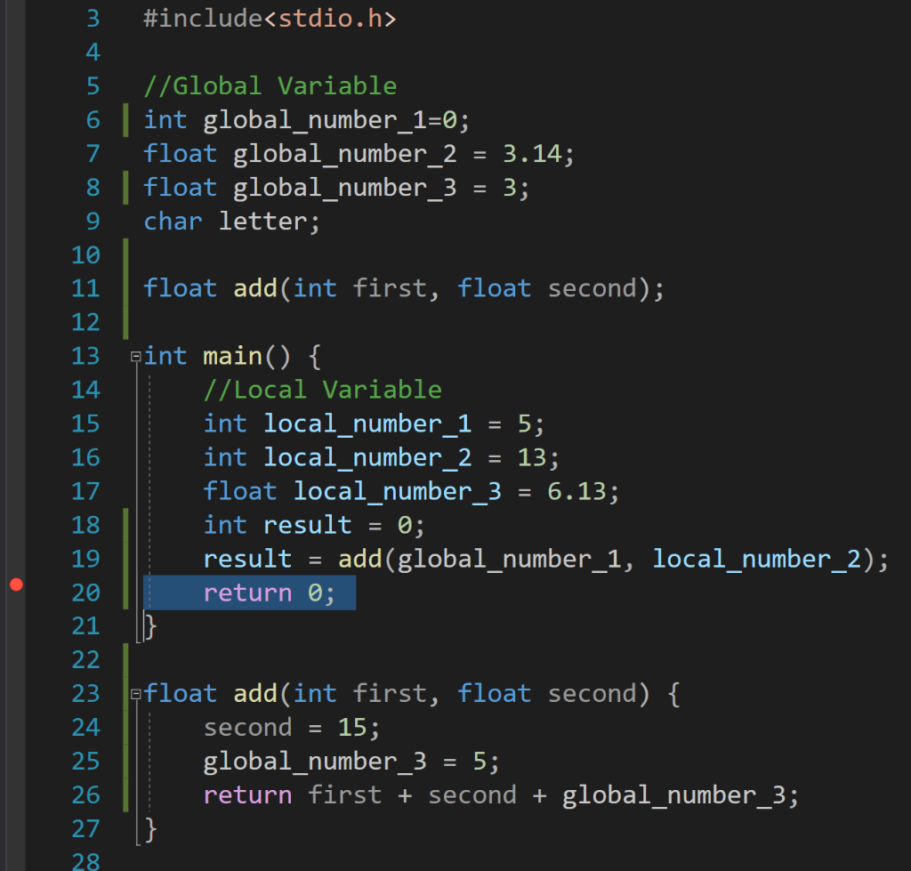  For the above code, when program running to the break point,