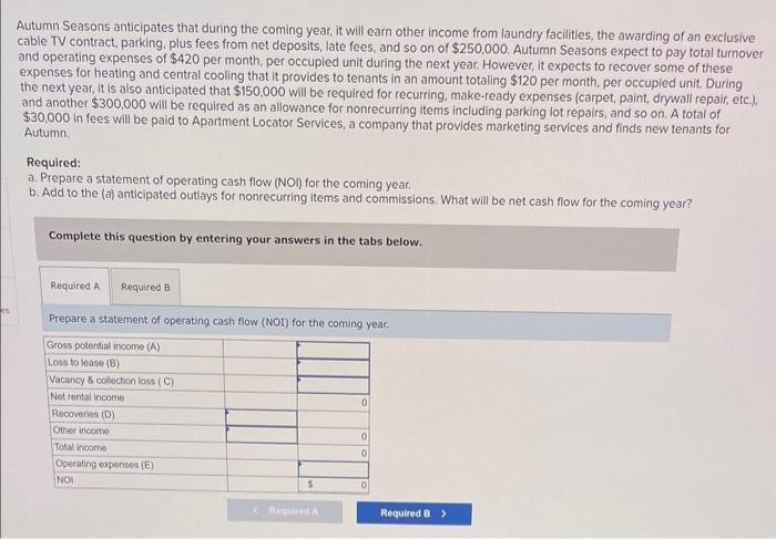 asked to develop a pro forma statement of cash flow for the