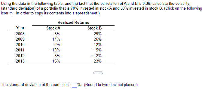  Using the data in the following table, and the fact that