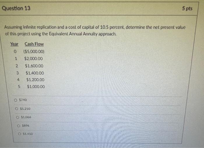  Question 13 5 pts Assuming infinite replication and a cost of