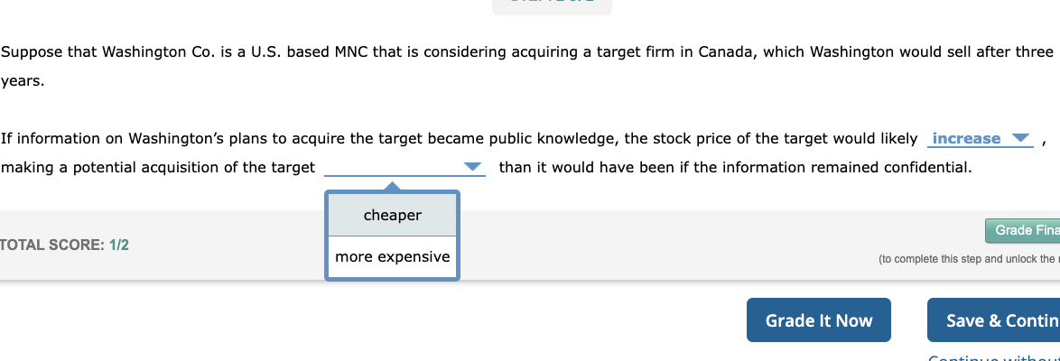 the options for the first blank are increase/decrease Suppose that Washington Co.
