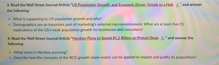 class is "Marekiting" 3. Read the Wall Street Journal Article "US Population