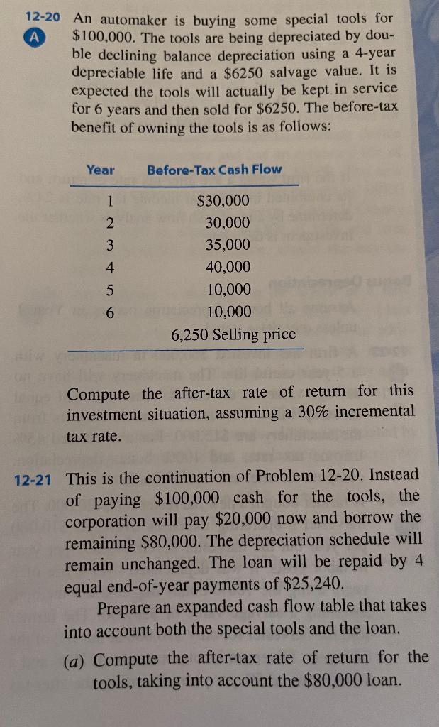 PLEASE NO EXCEL!! i need them both worked out by hand 12-20