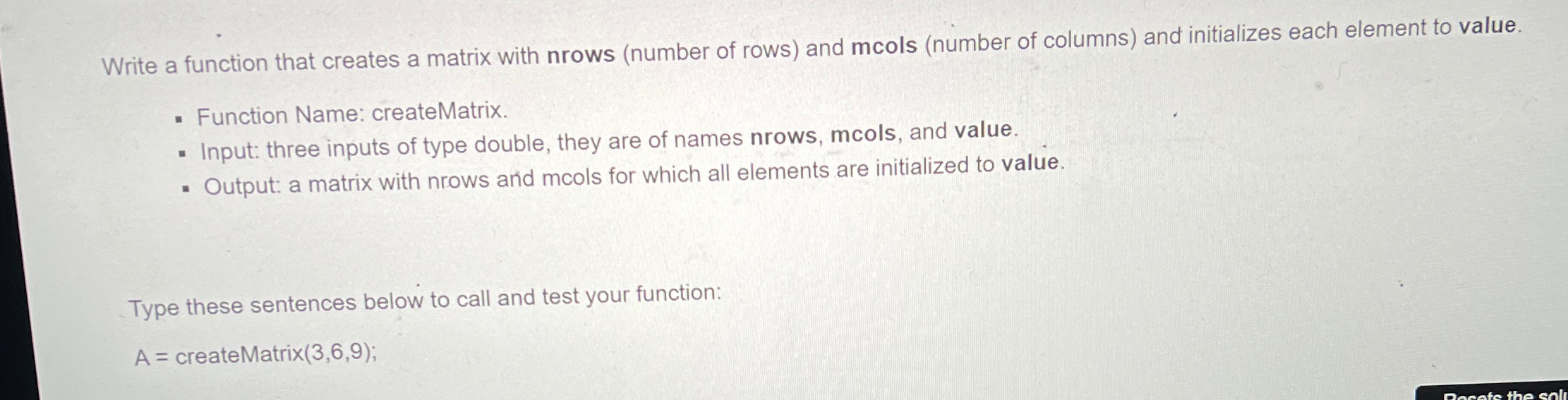  Write a function that creates a matrix with nrows (number of