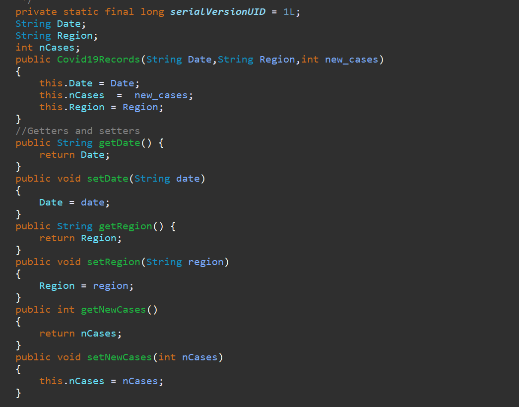 JAVA In the Class CovidQ, wite a method readInfo, which given a