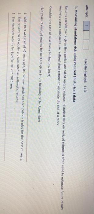  Attempts: 1 Keep the Highest: 1/3 3. Measuring standalone risk using