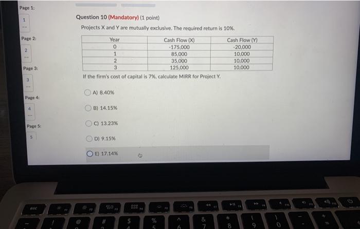  Page 1: 1 Page 2 Question 10 (Mandatory) (1 point) Projects