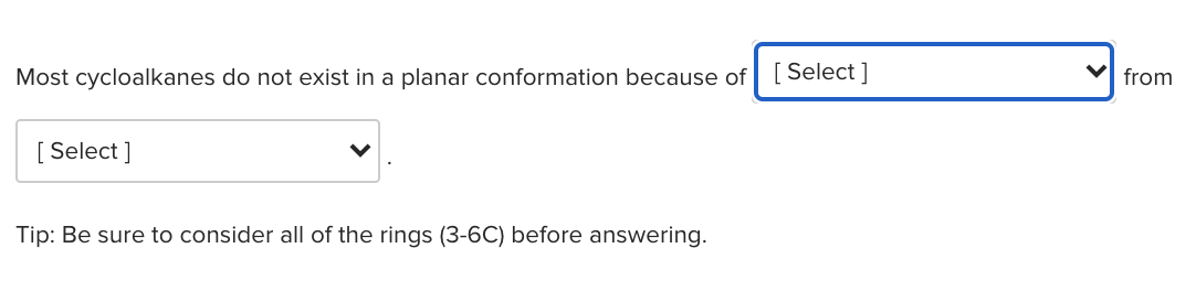  Most cycloalkanes do not exist in a planar conformation because of