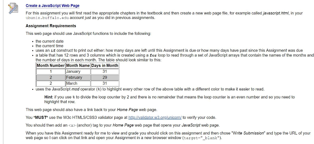  Create a JavaScript Web Page For this assignment you will first
