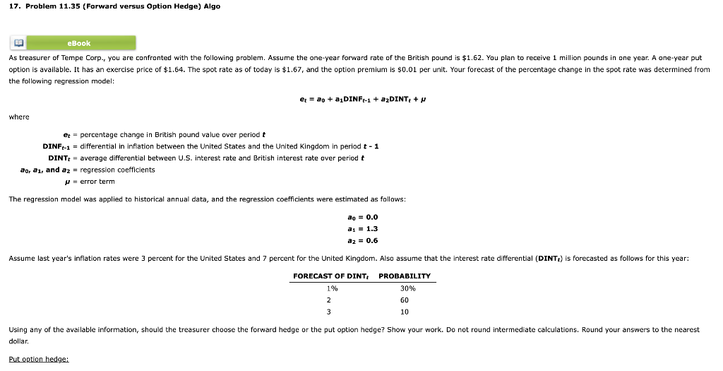  17. Problem 11.35 (Forward versus Option Hedge) Algo eBook As treasurer