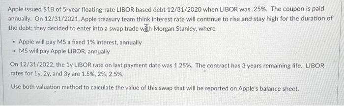 need to use bond method and FRA's Method Apple issued $1B of