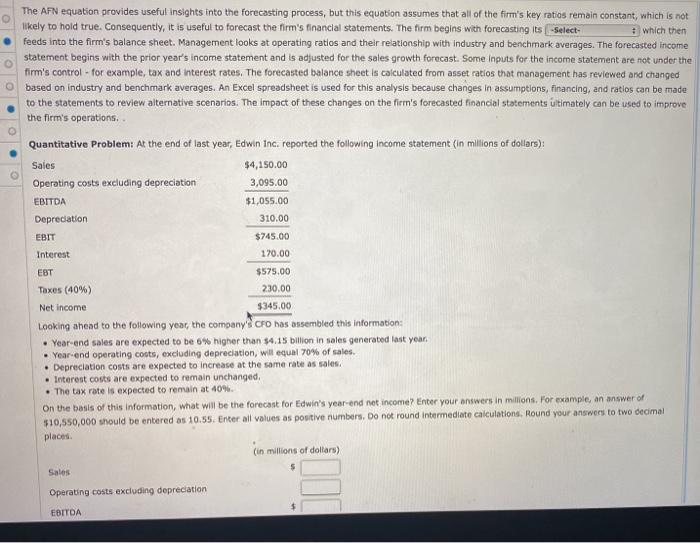  The AFN equation provides useful insights into the forecasting process, but
