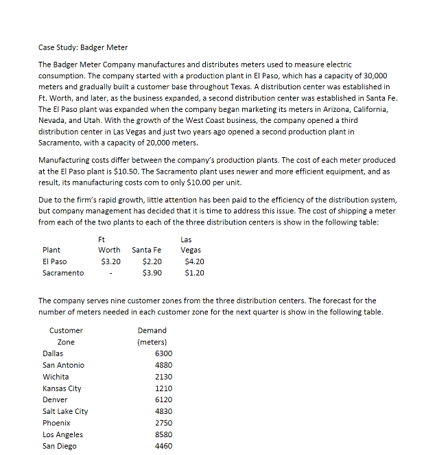 I only need letter c, please help. Case Study: Badger Meter