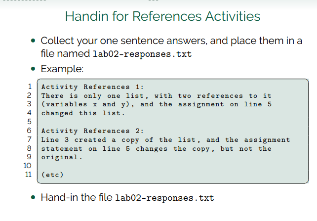 ore', x, 5 y [0] 6 print ('after ', x, y) y)