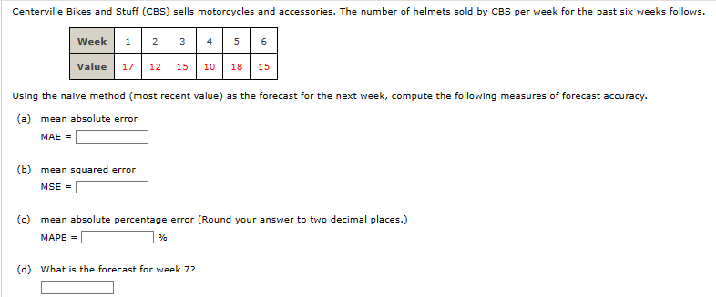Chapter 15 Hw Q1 Please answer all sections Centerville Bikes and Stuff