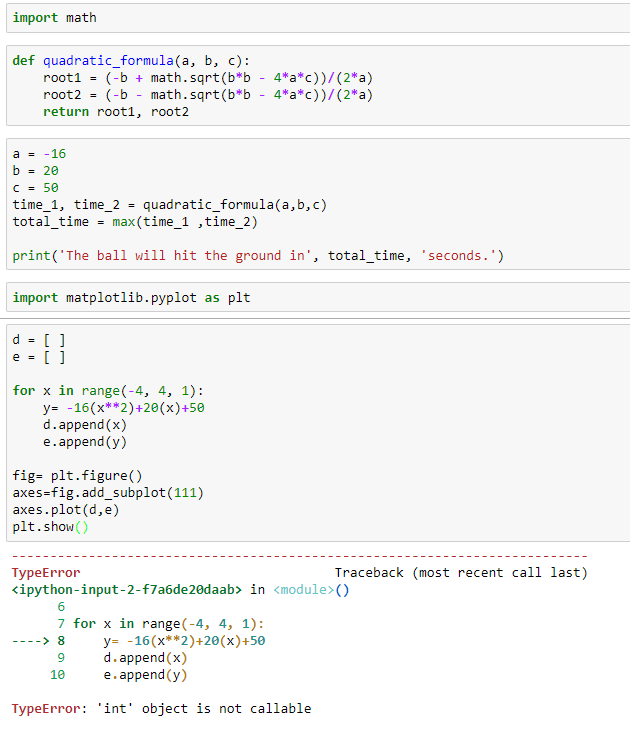I am trying to graph a fuction using matplotlib in Jupyter notebooks