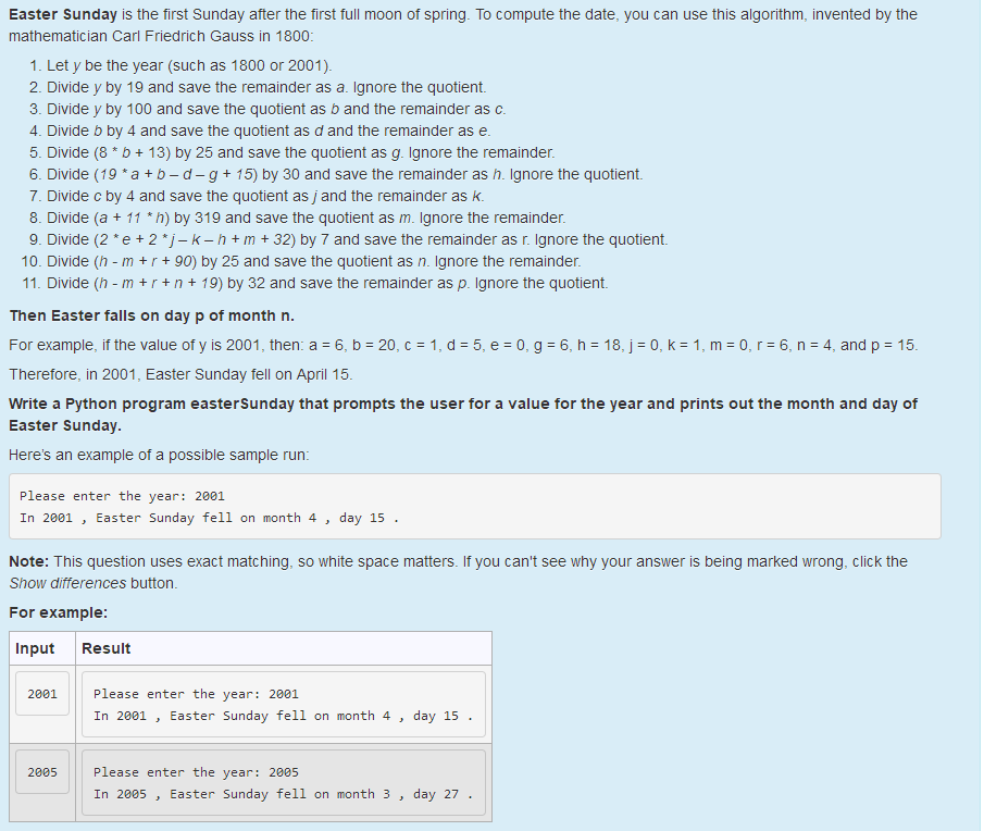(Python) Write the function the output should as same as the example