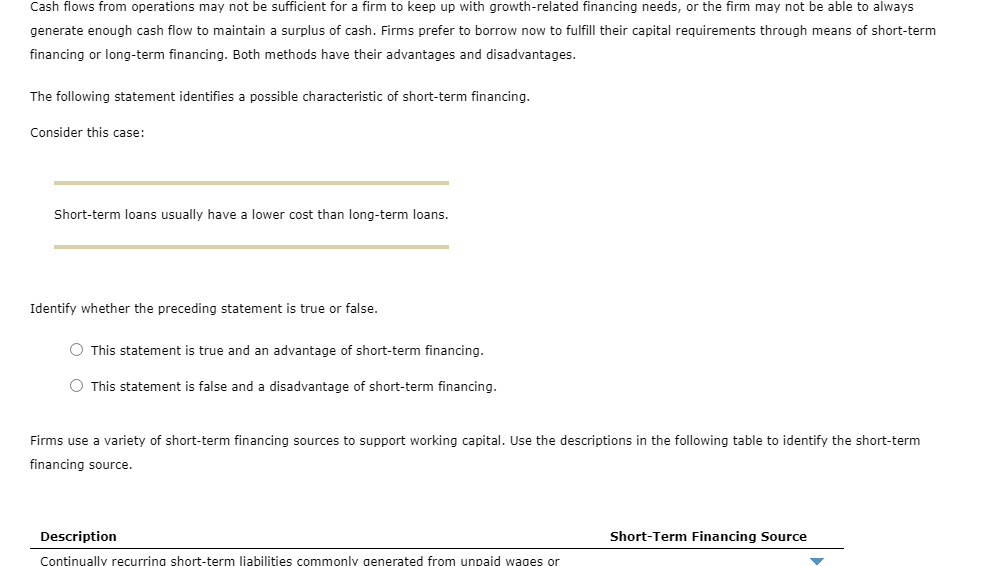  Cash flows from operations may not be sufficient for a firm