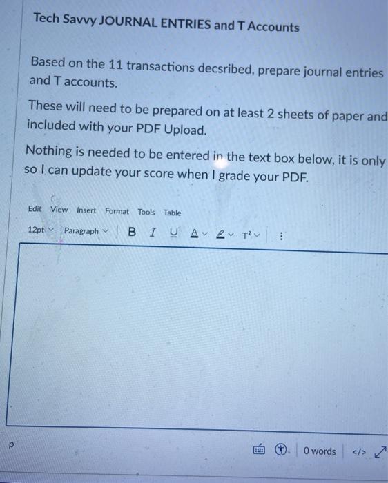 T Accounts provided before class as your "chart of accounts". THIS PROBLEM