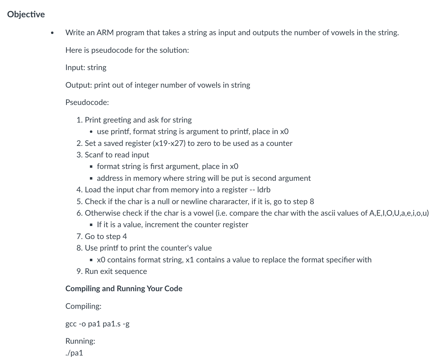  Objective Write an ARM program that takes a string as input