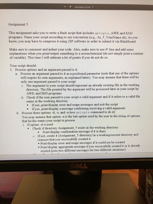  Automatic Zoom # Assignment 5 This assignment asks you to write