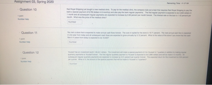 all 3 questions Assignment 03, Spring 2020 Remaining Time: 1200 - Question