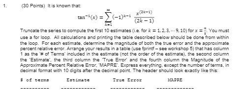 write a matlab function (30 Points) it is known that: x(2-) tan*(x)