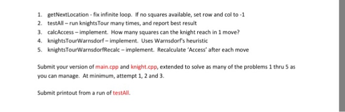 Computer science questions (C++): Implement the 5 following functions into the program