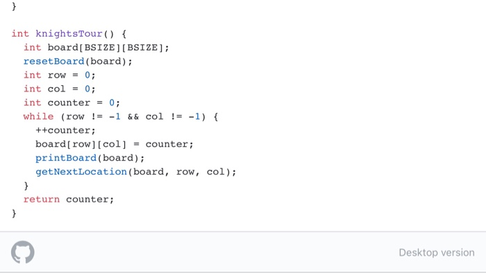 Recalculate 'Access' after each move Submit your version of main.cpp and knight.cpp,