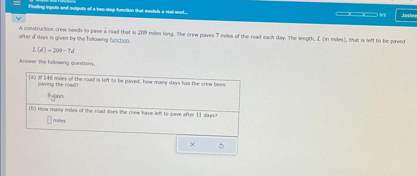  Finding inputs and outputs of a two-step function that models a
