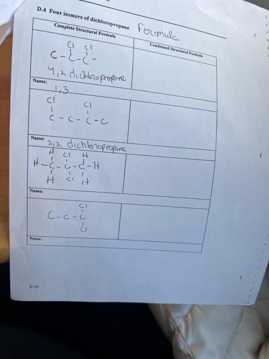 the constitutuonal isomers with the formula c4H9Cl Q.6 Write the condensed structural
