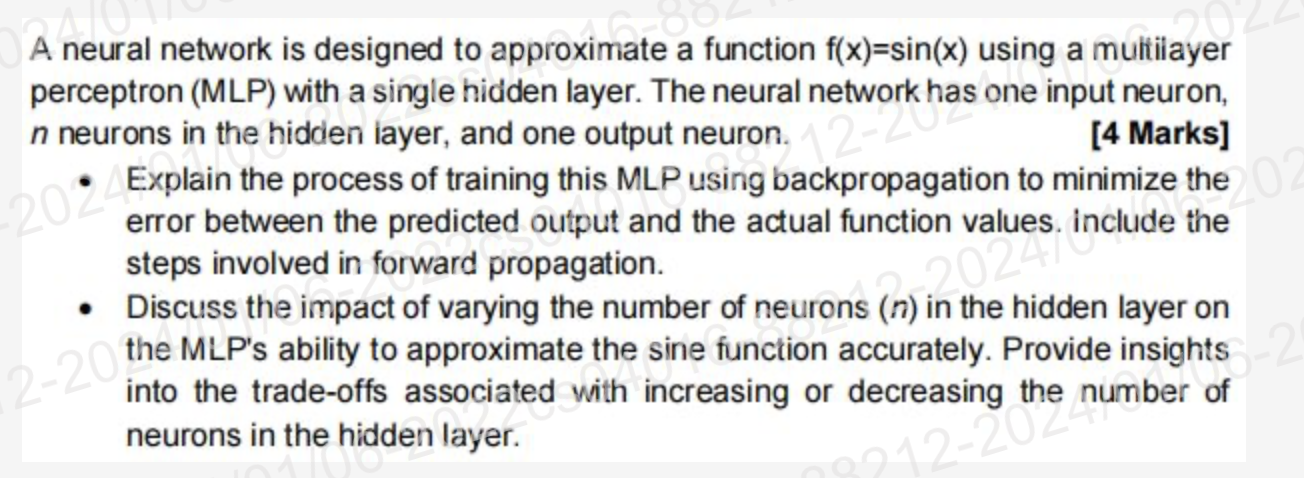  A neural network is designed to approximate a function f(x)=sin(x) using