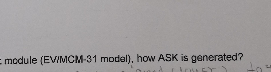 I want solve it - module (EV/MCM-31 model), how ASK is