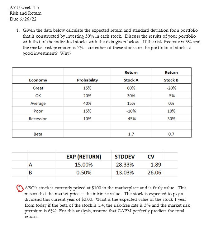 I need help with the second question thank you. AYU week