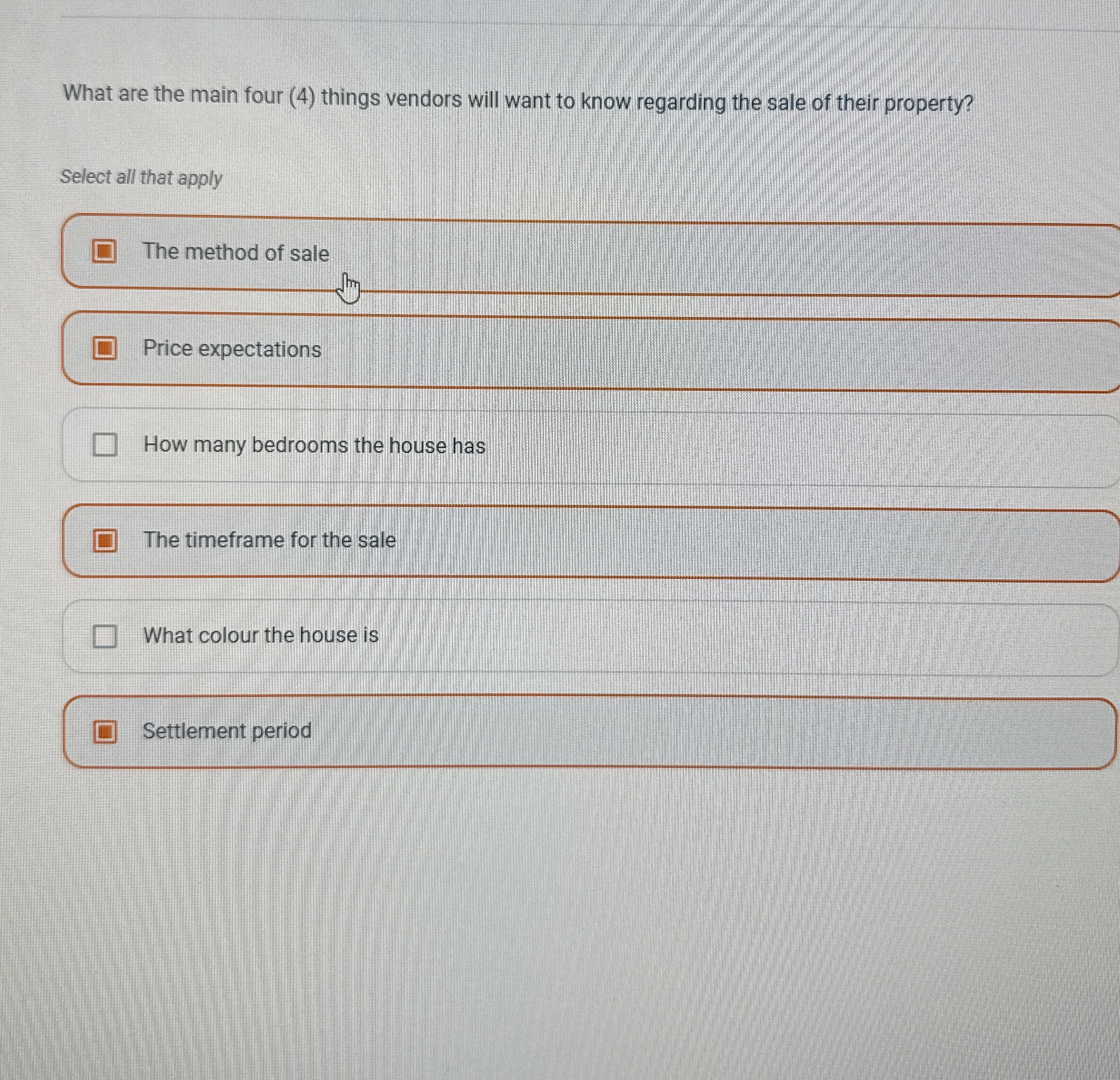  What are the main four (4) things vendors will want to
