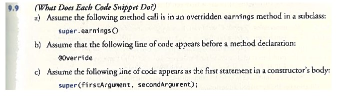  (What Does Each Code Snippet Do?) a) Assume the following method