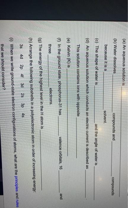  (a) An aqueous solution is (b) Water dissolves compounds and compounds