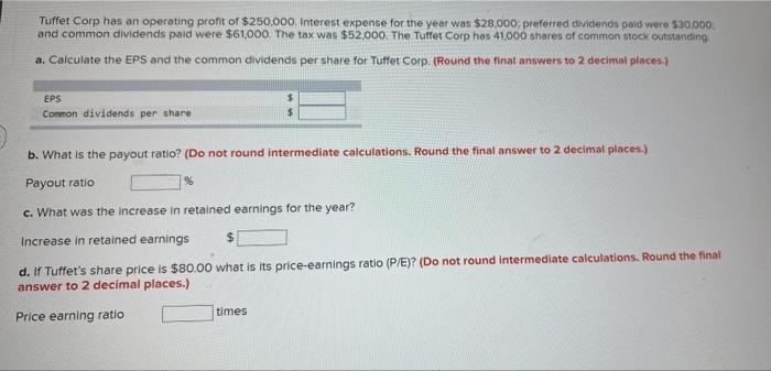 can anyone answer this question? Tuffet Corp has an operating profit of