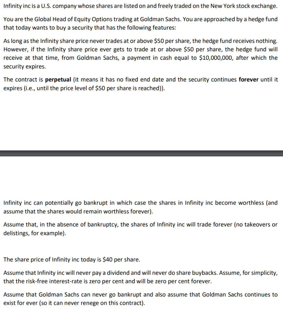 Please help Infinity inc is a U.S. company whose shares are listed