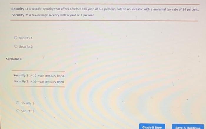  Security 1: A taxable security that offers a before-tax yield of