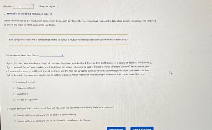  7. Methods of changing cerperate control When two companies get involved